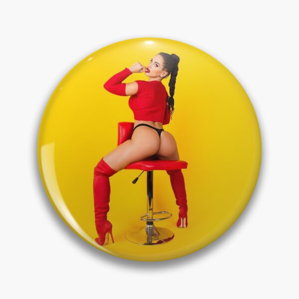 Item preview, Adult Jigsaw Puzzles - Sexy Brunette Modern Pinup Girl in Red on Yellow Background designed and sold by adultjigsaw.