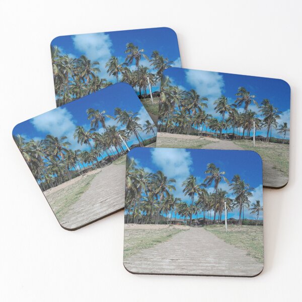 Item preview, Palm trees with blue sky in Anakena, Easter Island designed and sold by MAGU-PHOTOGRAPH.