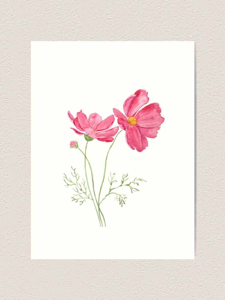 PINK FLOWERS Print, Flowers Watercolor Painting, Pink Floral Art