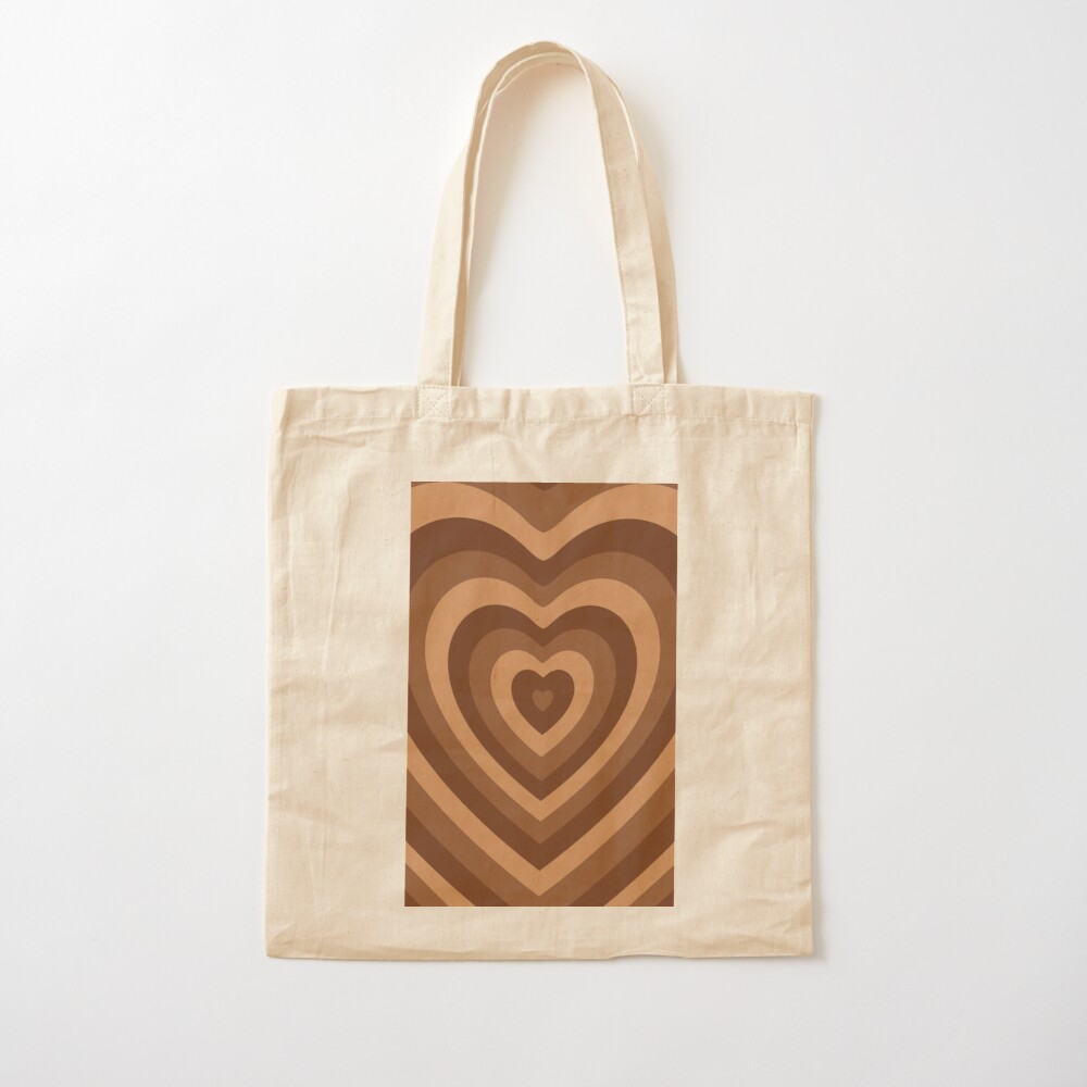 Aesthetic Hypnotic Brown Hearts Tote Bag by Simple Decor