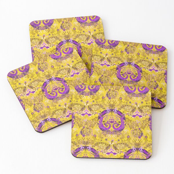 Item preview, Intersex Dragon Damask -- Intersex Pride Flag Colors designed and sold by ArgyleImp.