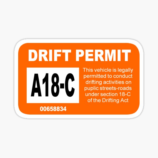 Item preview, drift permit designed and sold by T-P-W.
