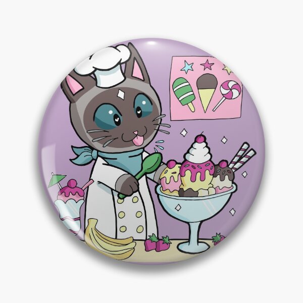 Item preview, Cute Kawaii Grey Siamese Ice Cream Cat designed and sold by inkandpink.