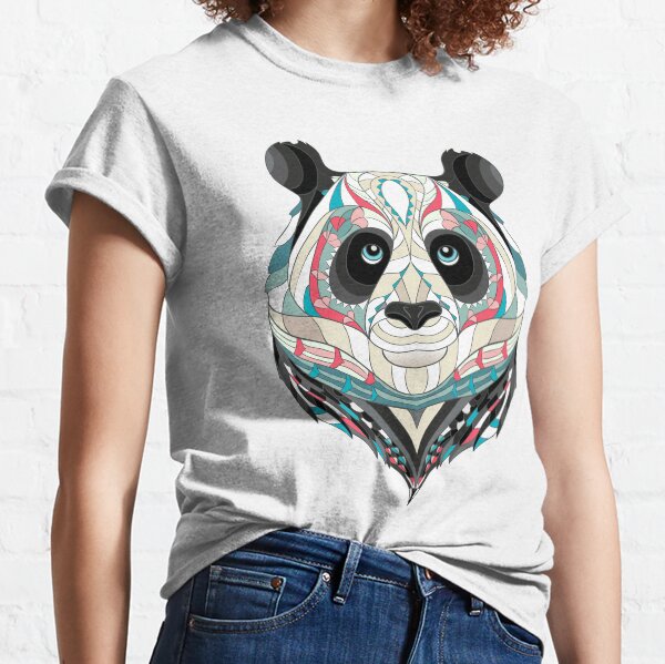 Panda bear, hand drawn panda, gifts for panda lovers, ethnic panda design, panda mandala, panda boho, panda bear gift, animal print arts, animal lovers Classic T-Shirt
