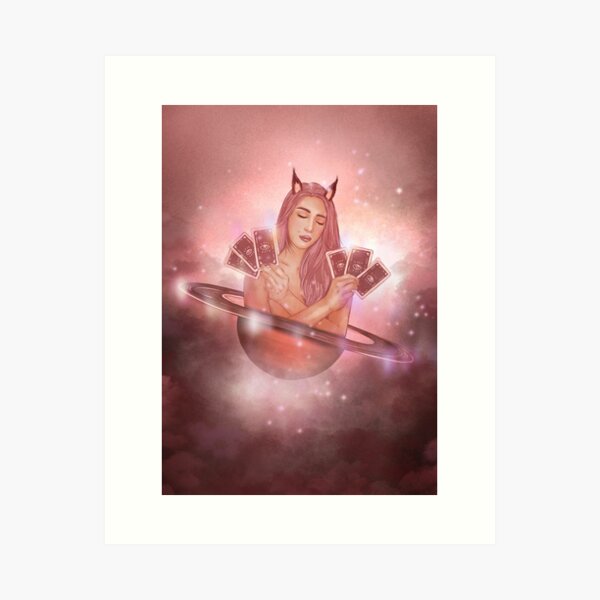 Foxy Tarot Goddess in Saturn Art Print