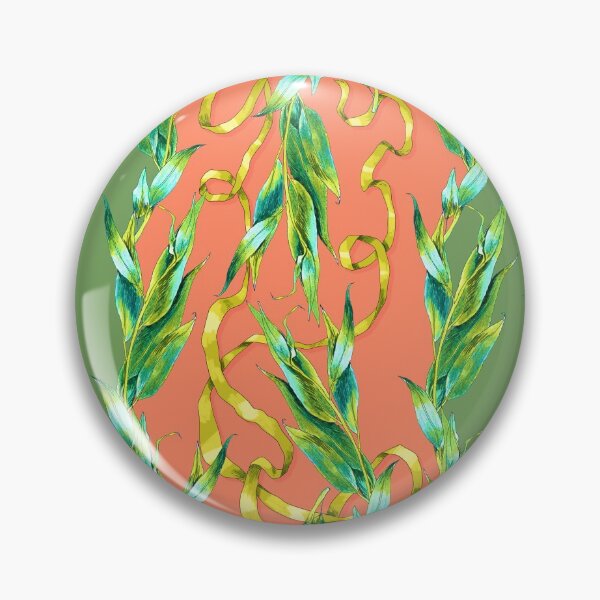 Item preview, Ornament with willow leaves in rococo style (green, light red, gold) designed and sold by Irina Ivanova.
