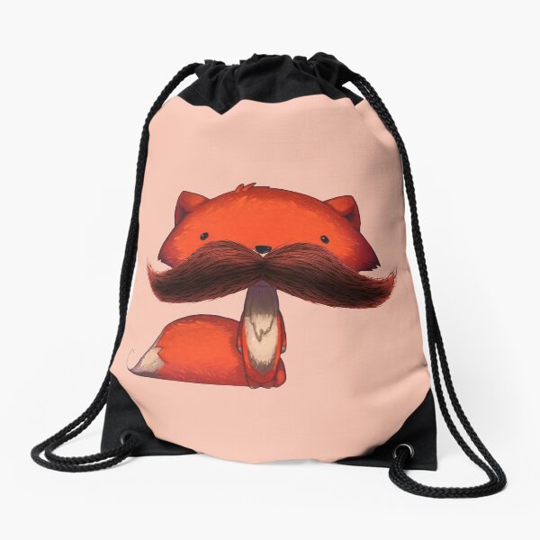 redish mustache of the fox Drawstring Bag