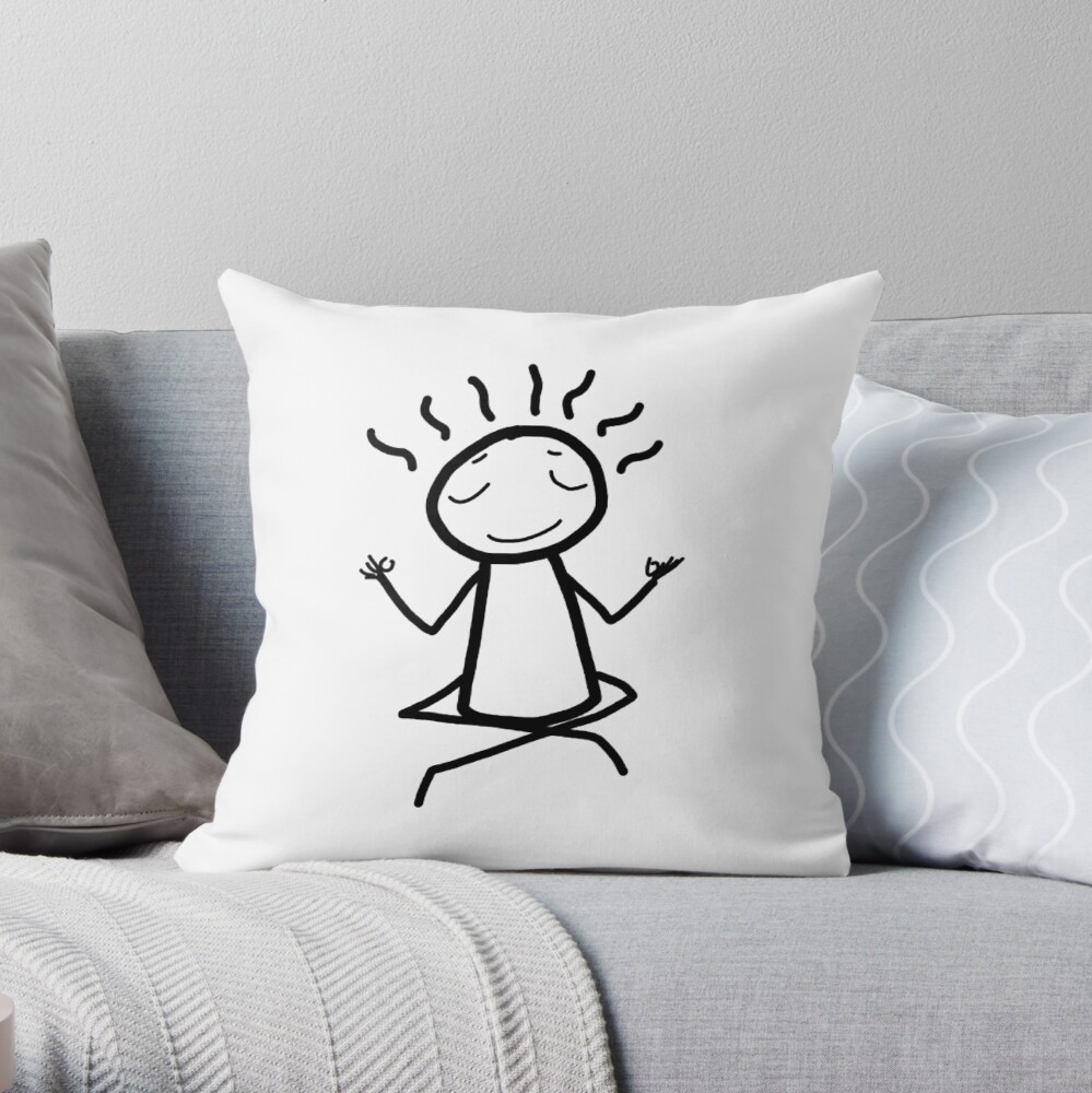 Meditate - meditation - yoga - yogi- stick figure- zen guy Throw Pillow