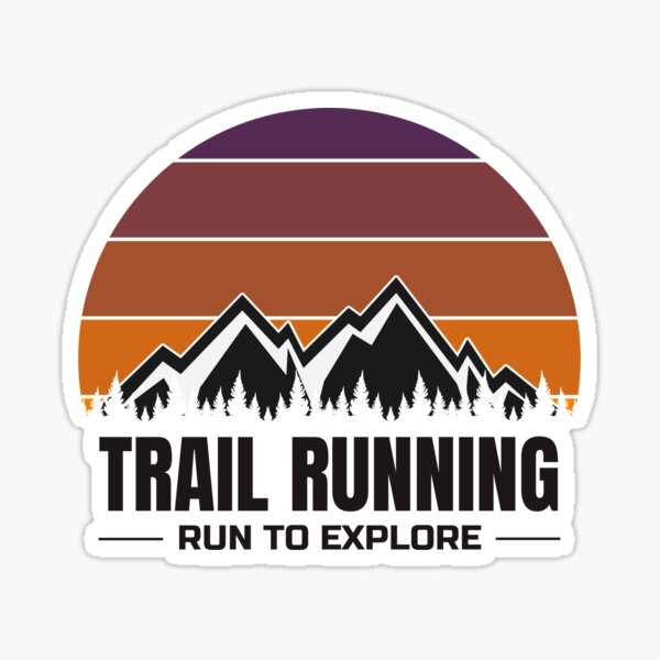 Course sur sentier - Courir pour explorer - Retro Sunset Ultra Trail Runner Sticker