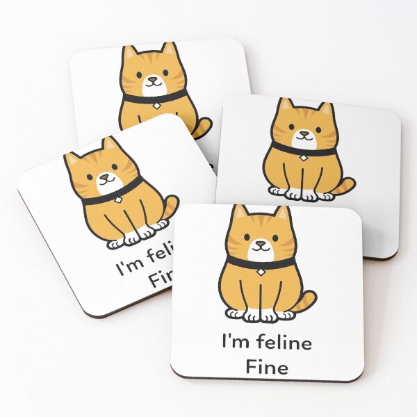 Item preview, Funny I'm feline Fine Cat Pun designed and sold by 30-Merch.