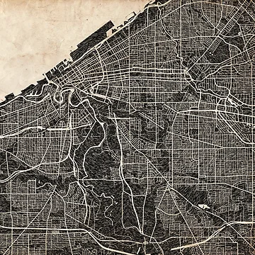 Artwork thumbnail, CLEVELAND map Ohio Ink lines by InkMaps
