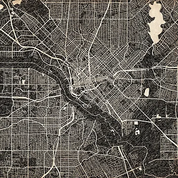 Artwork thumbnail, DALLAS map Texas Ink lines by InkMaps