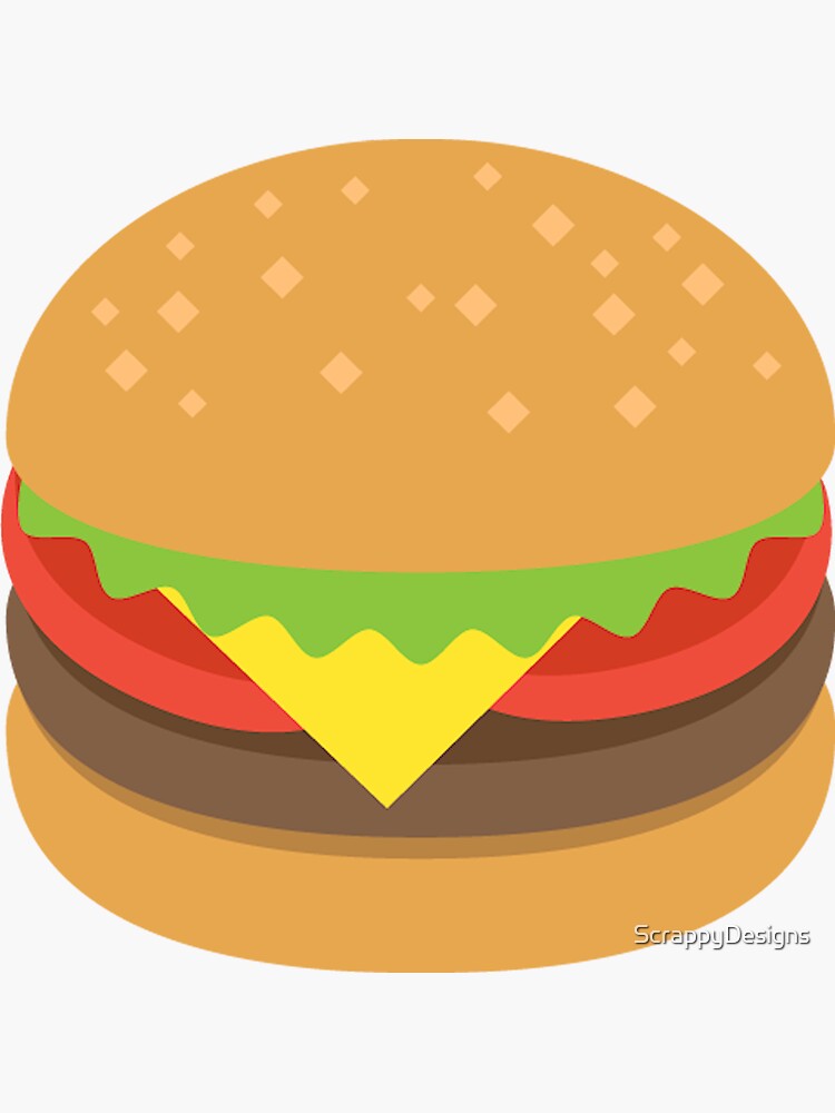 Burger emoji Sticker for Sale by ScrappyDesigns