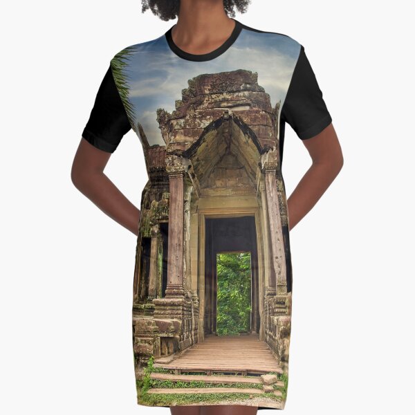Angkor Wat Temple Entrance Cambodia Graphic T-Shirt Dress