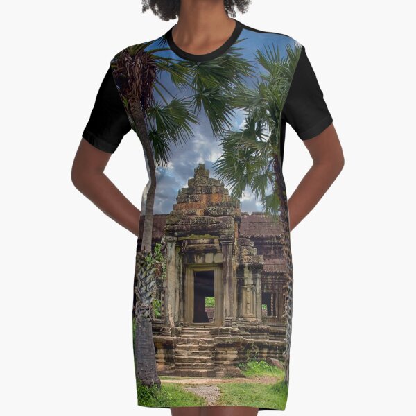 Angkor Wat Cambodian Khmer Temple Graphic T-Shirt Dress