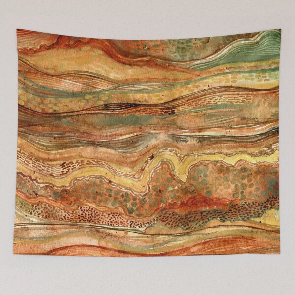 Item preview, Subterranean 2 - Abstract watercolour painting of layered earth and stone on paper  designed and sold by klbailey.