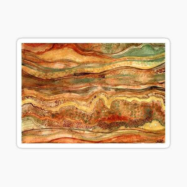 Item preview, Subterranean 2 - Abstract watercolour painting of layered earth and stone on paper  designed and sold by klbailey.
