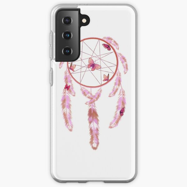 Pink Rose and Blonde Raccoon Tail Dreamcatcher