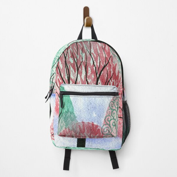 Item preview, Autumn Tempus - Whimsical watercolour painting of autumn fall trees in red and green designed and sold by klbailey.