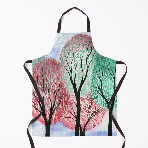 Item preview, Autumn Tempus - Whimsical watercolour painting of autumn fall trees in red and green designed and sold by klbailey.