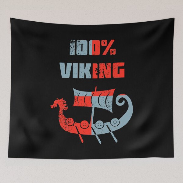Item preview, 100% Viking – Norse Longship With Shield Color Pattern designed and sold by The Green Corner.