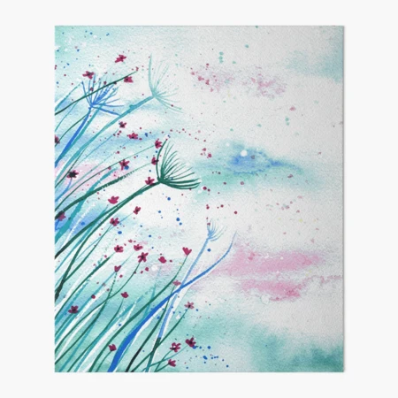 Abstract iridescent watercolor paint in warm and cool tones on