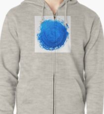Blue brush strokes Zipped Hoodie