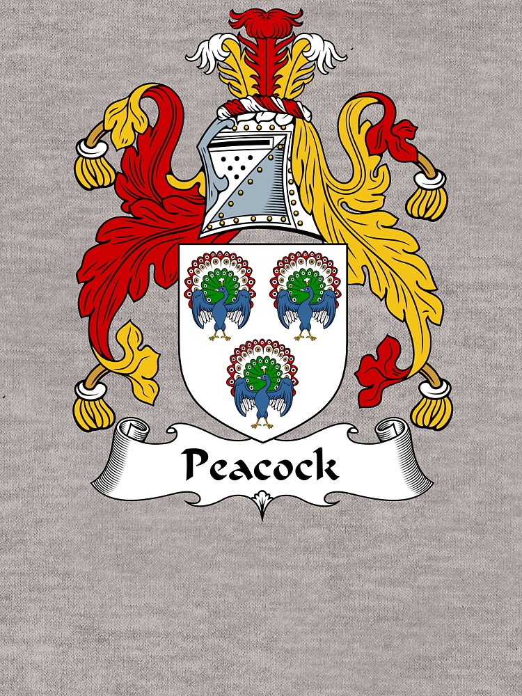 "Peacock Coat of Arms / Peacock Family Crest" Lightweight Hoodie by
