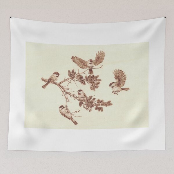 Item preview, Flock of birds, tits, on branch  designed and sold by Hajakely.