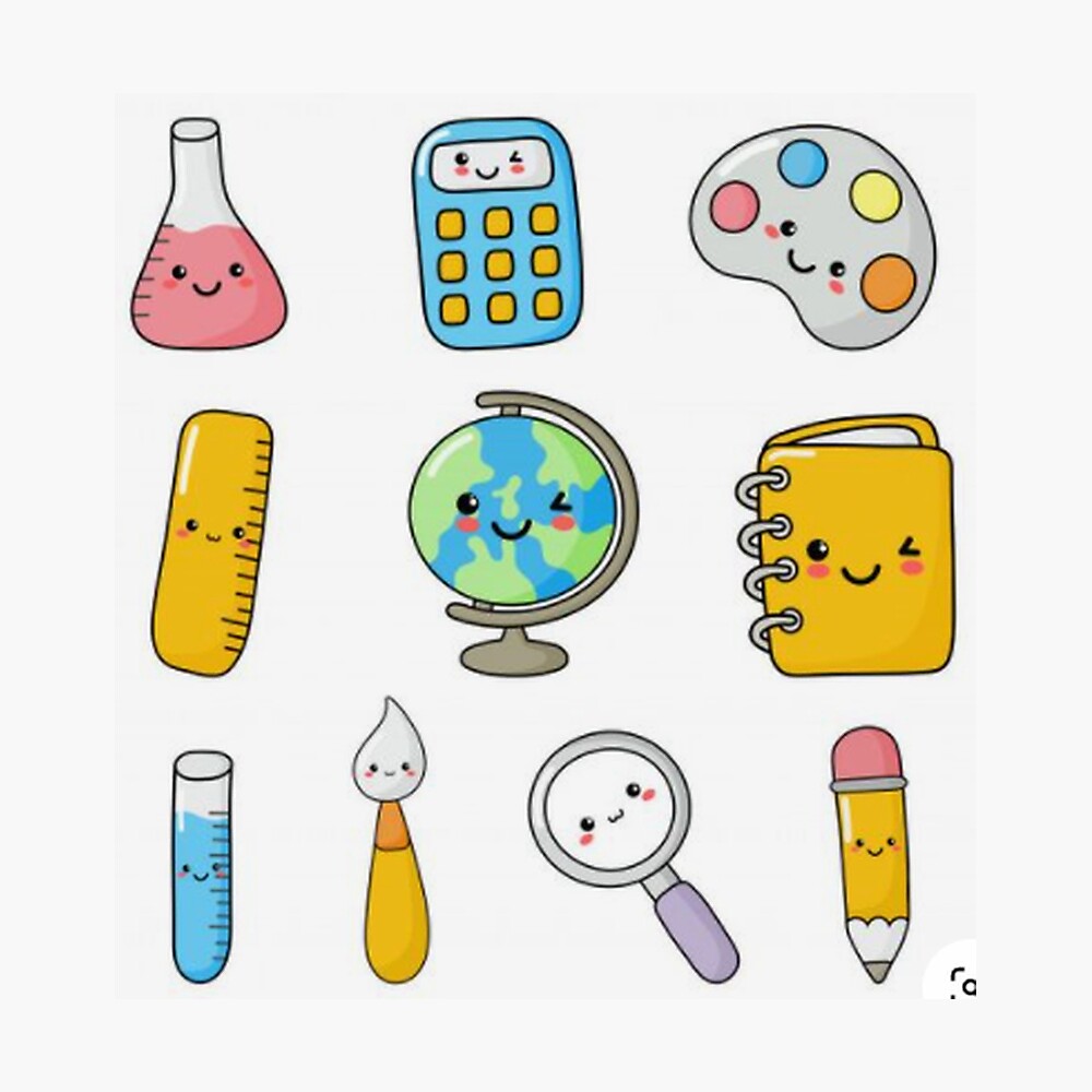 Set Of Cute Funny School Supplies Kawaii Style Set Of Cute Funny School Supplies Kawaii Style