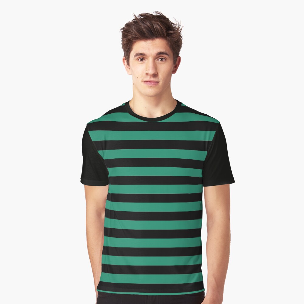 green and black striped t shirt
