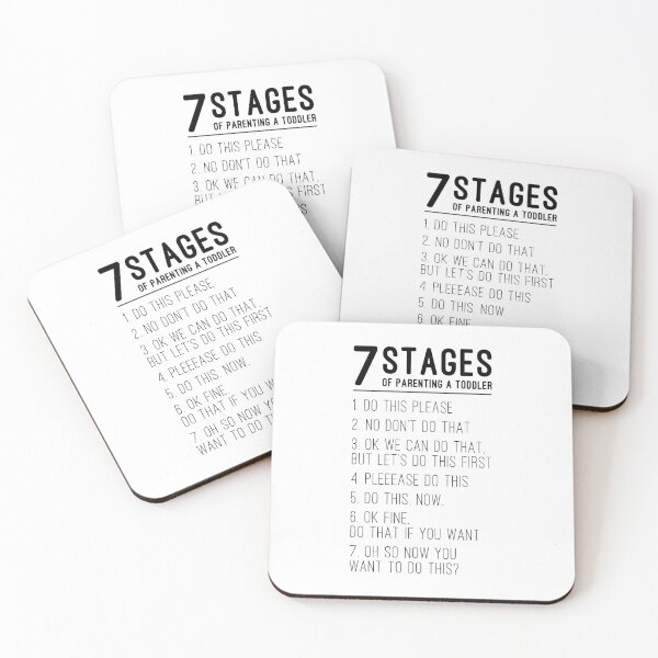 Item preview, 7 Stages of Parenting a Toddler - Dark Print designed and sold by GeekyMumDesigns.