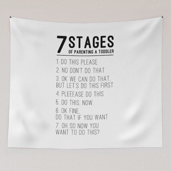 Item preview, 7 Stages of Parenting a Toddler - Dark Print designed and sold by GeekyMumDesigns.