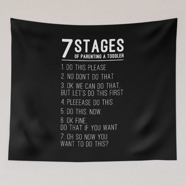 Item preview, 7 Stages of Parenting a Toddler - Light Print designed and sold by GeekyMumDesigns.