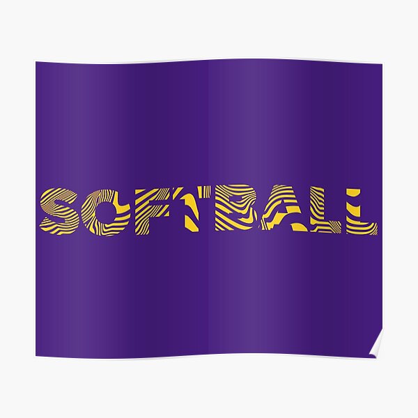 Softball purple and yellow tiger stripes Poster