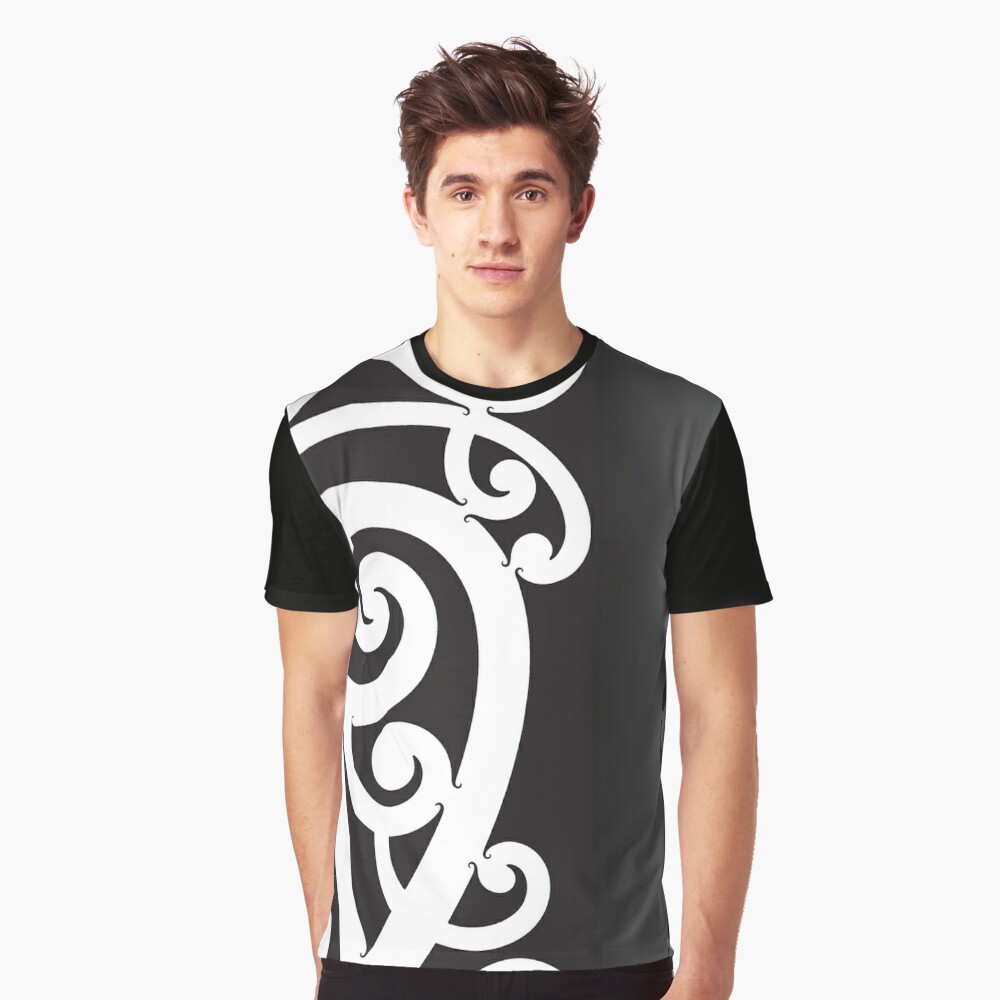 Black and White Layered Maori Koru Design