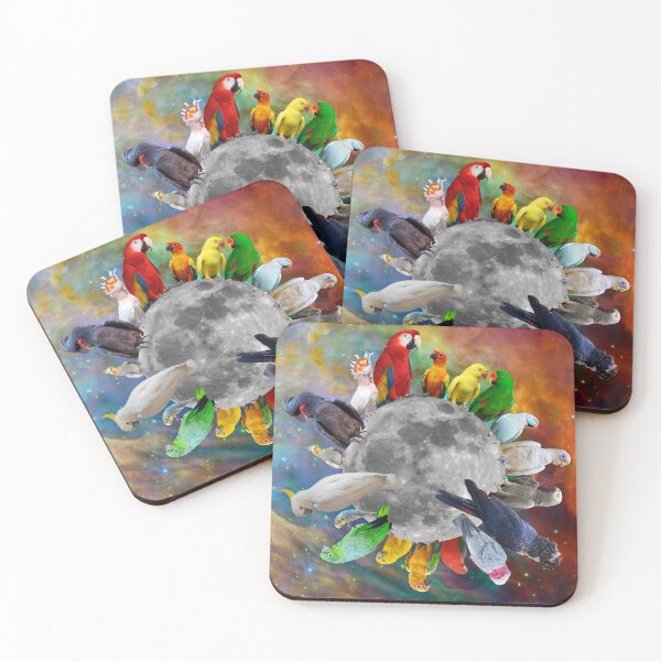 Item preview, Parrots of the Rainbow on the Moon with MultiColoured Galactic Background designed and sold by JungleVision.