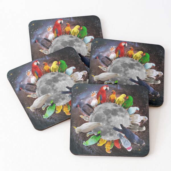 Item preview, Parrots of the Rainbow on the Moon with Galactic Background designed and sold by JungleVision.