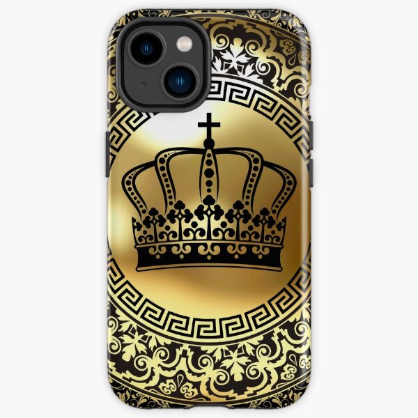 Ornate Baroque Crown Black Gold Greek Key iPhone Tough Case