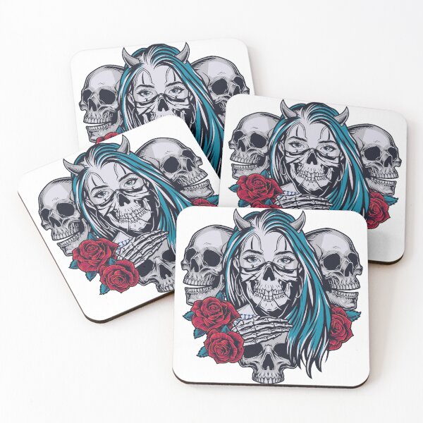 Item preview, Vintage girl skull with horns and skulls designed and sold by Vant0.