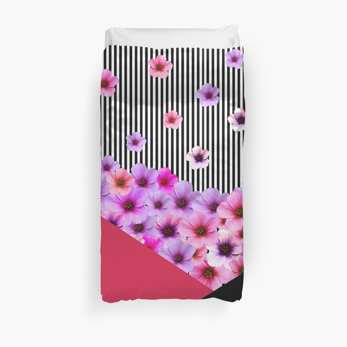 "Flowers and Stripes" Duvet Cover by cafelab Redbubble