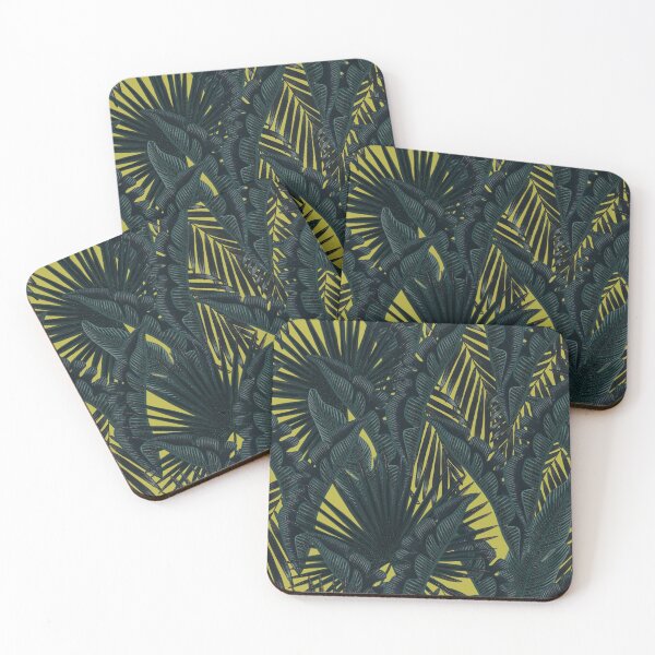 Item preview, Tropical seamless stylized concept digital print with pink flamingos, tropical green leaves, areca, banana leaves, rainforest plants. designed and sold by ANAKOTO.