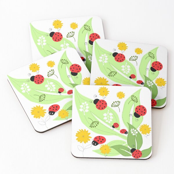 Item preview, Ladybugs yellow flowers green leaves designed and sold by ZophiaSolaris.