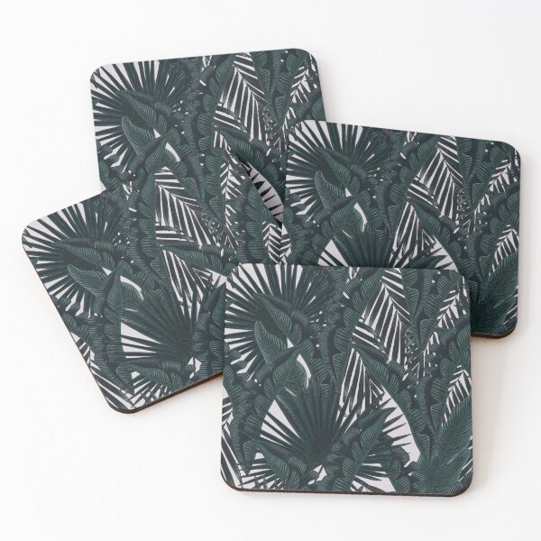 Item preview, Tropical seamless stylized concept digital print with  tropical green leaves, areca, banana leaves, rainforest plants. designed and sold by ANAKOTO.