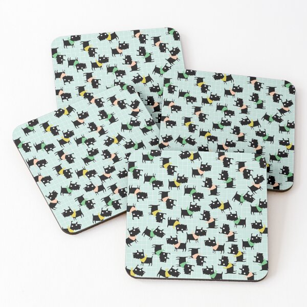 Item preview, Cute Dogs Pattern on Blue Background - scottish terrier print designed and sold by kapotka.