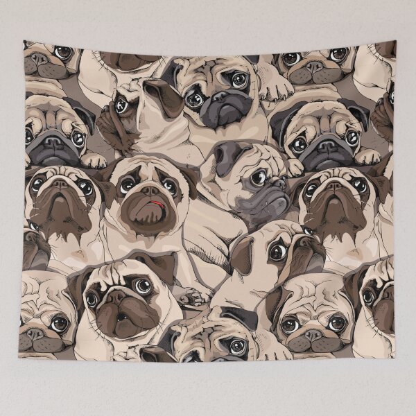 Item preview, Seamless pattern - Portrait of many pugs designed and sold by THISPUGVIBE.