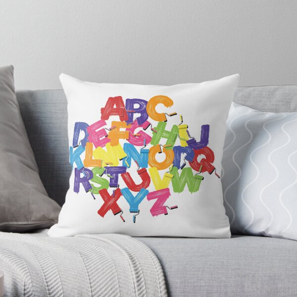 Letters Of The Alphabet Painted With Paint Roller Throw Pillow