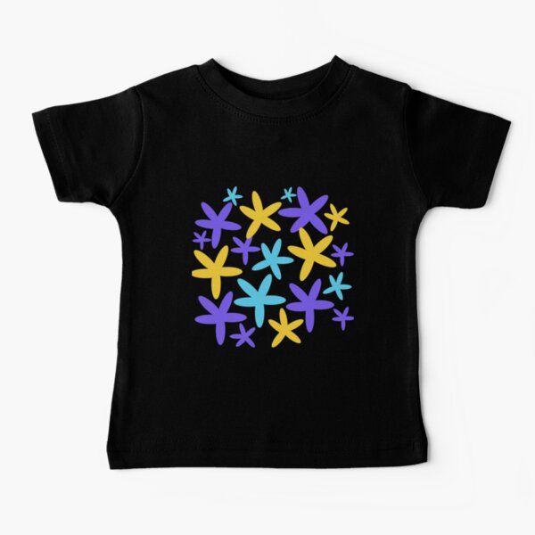 Stars to Flowers Vector Pattern Black background seamless pattern Baby T-Shirt