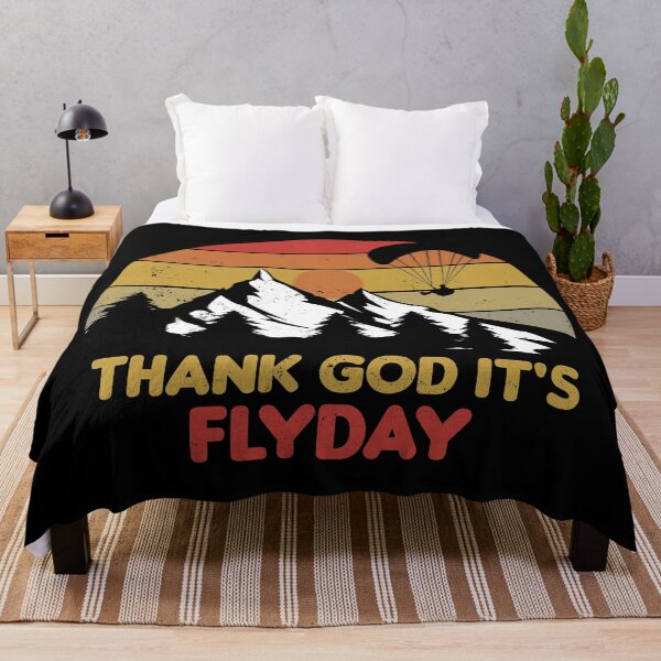 Item preview, Thank God It's Flyday, retro sunset paraglider, paragliding design designed and sold by emmjott.