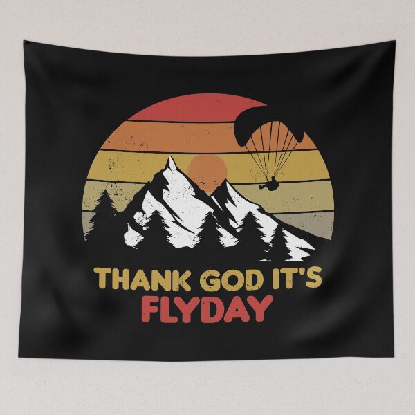 Item preview, Thank God It's Flyday, retro sunset paraglider, paragliding design designed and sold by emmjott.